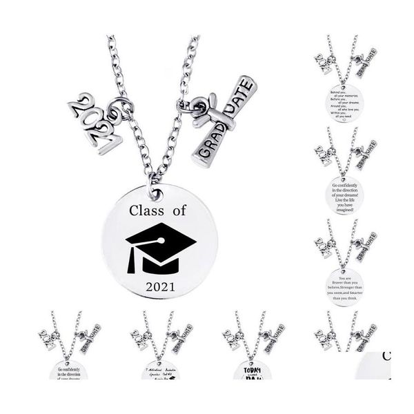 Collane con ciondolo 2021 Regalo di laurea Amici Collana ispiratrice Gioielli Acciaio inossidabile Per lei High School Dhs Drop Delivery P Dhb6G