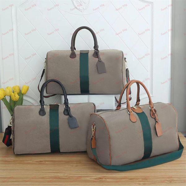 Çift fermuarlı yastık çantası yüksek kapasiteli çanta tasarımcı çizgili kayış el bagaj çantaları lüks kısa mesafeli seyahat depolama çantası