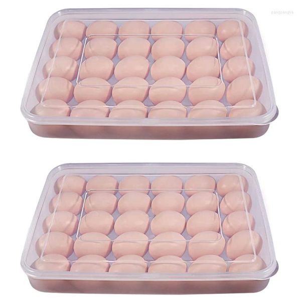 Bottiglie di stoccaggio Contenitore per uova Contenitore per frigorifero Deviled Tray Carrier con coperchio per 60 uova - Contenitore per frigorifero in plastica impilabile portatile Confezione da 2