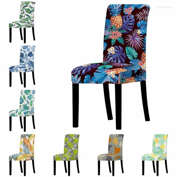 Sandalye kapakları 3D renkli yaprak desen baskısı çıkarılabilir kapak yüksek arka direk koruyucu ev oyun ofis sandalyeleri