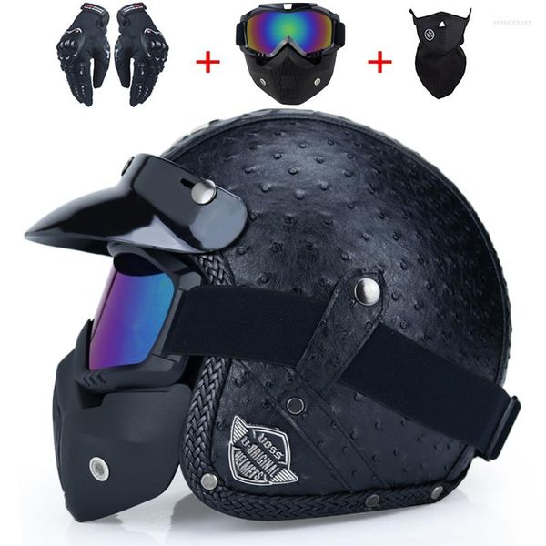 Motorradhelme Open Face 3/4 Helm Personalisierte Herren Damen Vintage Retro Cascos De Motociclistas Casque Pilot Cafe Racer Capacete