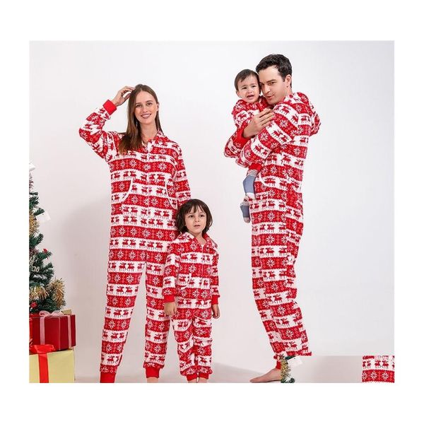 Família combina com roupas de natal pijamas flanela mãe filha pai bebê filhos sono mamãe e eu roupas de roupas de noite gota del dhzht