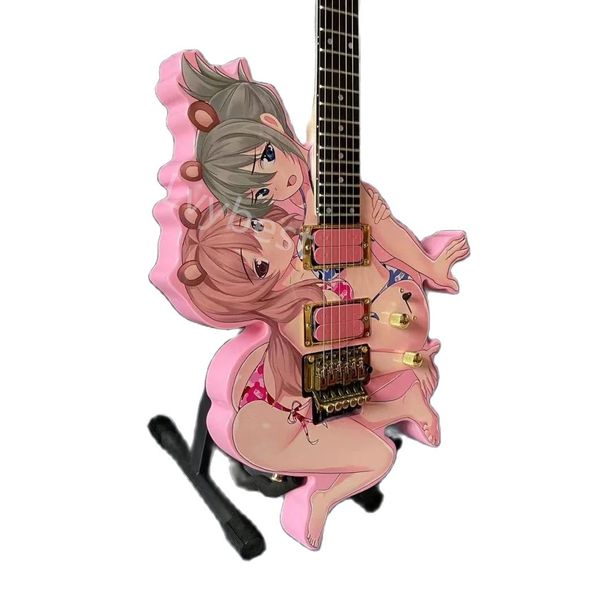 Lvybest E-Gitarre Custom Beauty Girl Gitarre mit unregelmäßigem Körper und besonderer Form