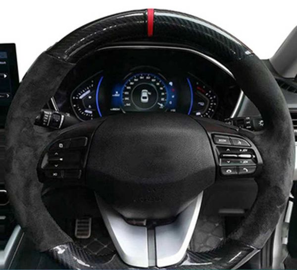Крышка рулевого колеса автомобильного рулевого колеса, не скользящая замша Оригинальная рулевая рулевая коляска для Hyundai Elantra 4 2019 2018 2017 2016 Ioniq 2017-2019