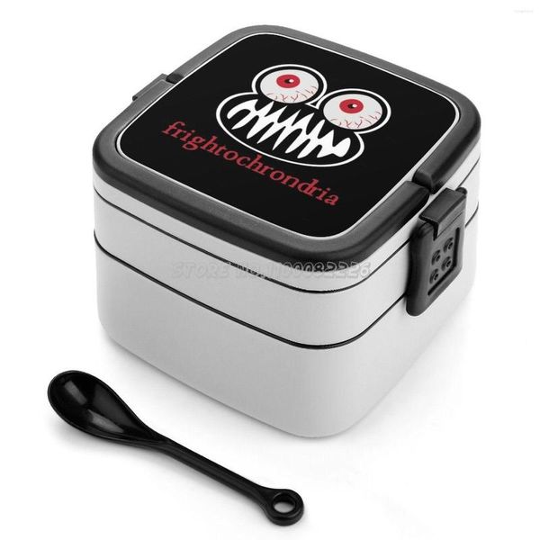 Set di stoviglie Frightochondria Black Bento Box Contenitore a tenuta stagna per bambini Frightochondrion Mitochondria Fright