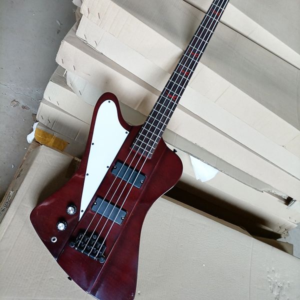 Левая рука 4 Строки электрическая бас -гитара с белым выводом из розового дерева настраиваемое гриф