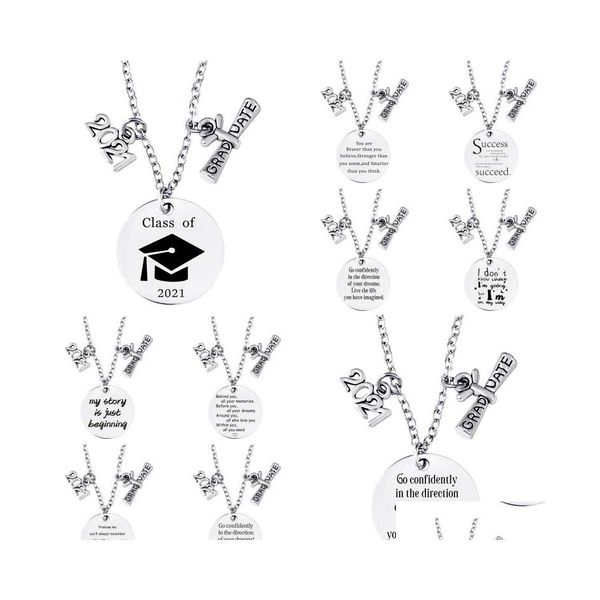 Colares de pingentes 2021 J￳ias de colar de presente de gradua￧￣o para homens homens de alta qualidade personalizados a￧o inoxid￡vel cadeias de letra gota d dhoel