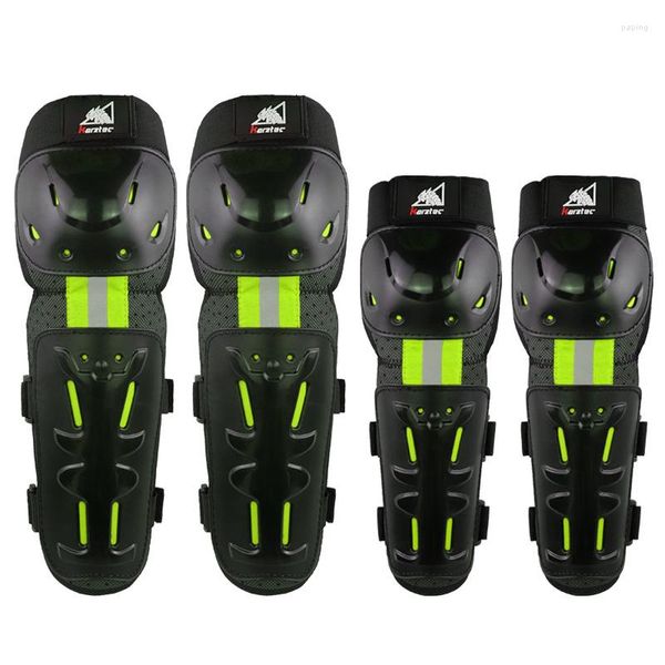 Motocicleta Armadura Noite do joelho refletivo Cotovelo quatro peças Definir plástico verde preto Cross-country Outdoor Equipamento de proteção para múltiplos propósitos