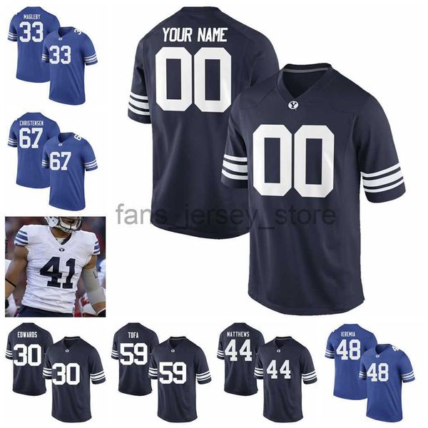 NCAA BYU Cougars College Football 14 Ty Detmer Jersey 16 Sione Takitaki Williams Matt Bushman Kyle Van Noy Camisas Ed personalizadas