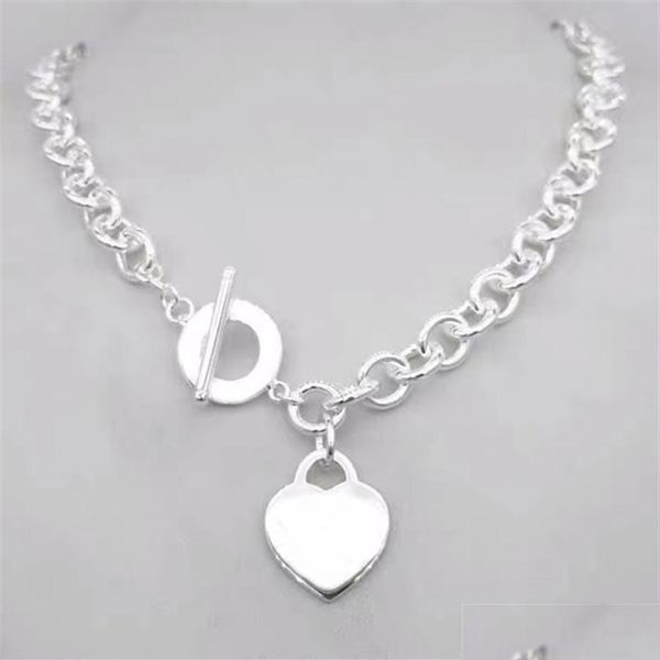 Ожерелья с подвесками Heart Ot Buckle Love ожерелье для женщин и мужчин Sier Plating Толстая цепь Jewerly Designer Link Chain282W Drop De Dhelh