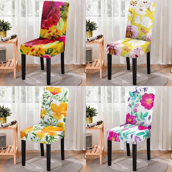 Fodere per sedie Cover moderna con stampa floreale colorata Antipolvere Anti-sporco Custodia protettiva per ufficio rimovibile Sedie Sgabello da bar per soggiorno