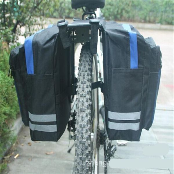 Schwarz Radfahren Fahrrad Satteltasche Fahrradtaschen PVC und Nylon Wasserdichte Doppelseitige Gepäckträger Hecksitztasche Pannier Fahrrad Accessorie259Y