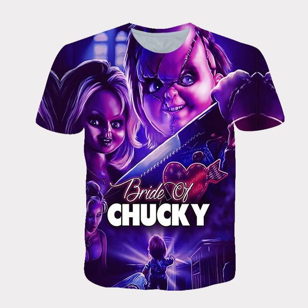 Hip hop sportwear punk casual solto calças de pista outono masculino legal impressão sangue criança de chucky 3d camiseta 013