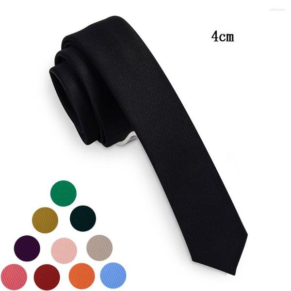 Laço amarra ricnais design 4cm tie slim para homens pretos verdes verdes sólidos listrados skinny gcoectie mai homem de negócios de vestido de casamento acessório