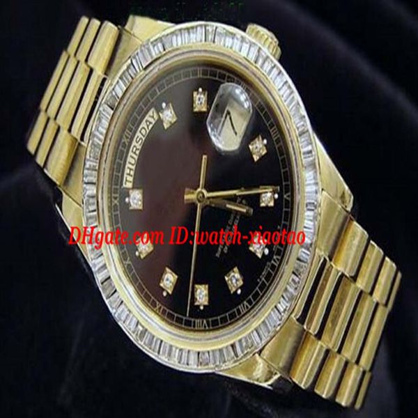 Orologi di lusso di alta qualit￠ orologio da polso da polso 18K orologio oro d'oro giallo diamanti nero 18038 orologio da 36 mm da uomo automatico da uomo w291c