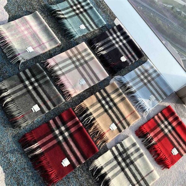 Quasten Schal Designer Winterschal Luxus Herren Schals Wärme Khaki Rosa Rot Klassisch Berühmte Sciarpe Outdoor Bequeme Plaid Kaschmirschals für Frauen Echarpe