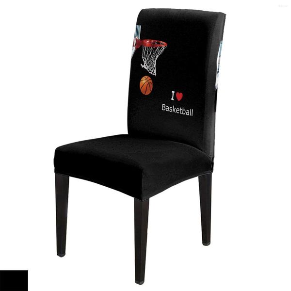 Covers de cadeira Jogador de basquete Black Spandex Cover Protector de banquetes Alongamento para sala de jantar