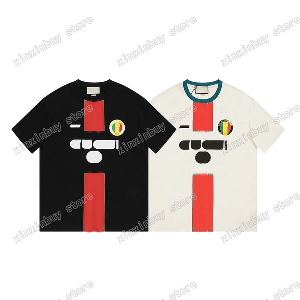 xinxinbuy Maglietta da uomo firmata Paris Football Letters stampa tie dye manica corta cotone donna rosso grigio bianco nero XS-2XL