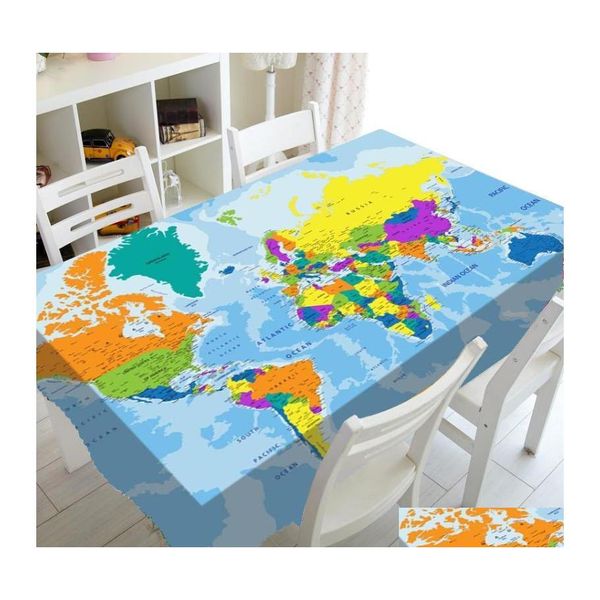 Tischdecke Colorf Tischdecke Party Home Decor Geographie Global Country Er Für Rec Square Esstische Drop Lieferung Gartentextilien Otwob