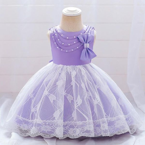 Abiti da ragazza Viola Baby Toddler Kids Pageant Birthday Party Princess Lace Costume Bambini Damigella d'onore Tutu formale Abito da ballo vintage