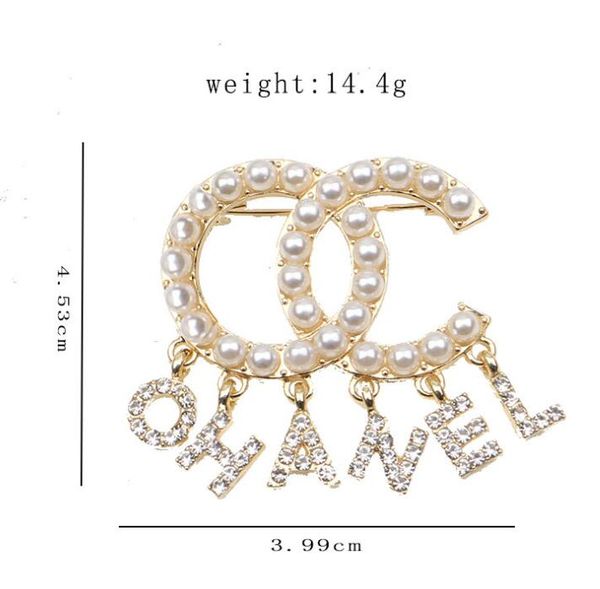 Designer di marca da donna Doppia lettera Spille Nappa Strass Diamante Cerchio di cristallo Spilla in metallo Spilla Spilla Moda Accessori per gioielli da donna