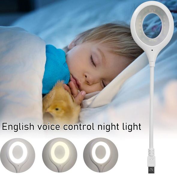 USB Rechargable Desk Lamp Home Night Light светодиодный светодиодный звук для управления звуком чтения лампы для ноутбука.