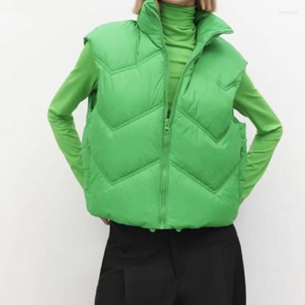 Gilets Femmes Femmes Parkas Gilet Vestes Manteaux Vert Avec Veste À Glissière Femme Casual Mode Gilet Dames Sans Manches Solide Femme