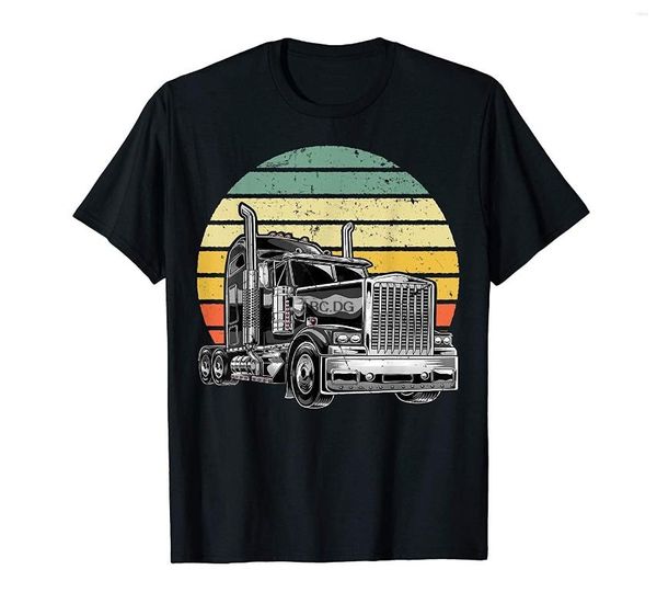 Camisetas masculinas Retro caminhoneiro Big Rig Rig semi-reboque T-shirt de driver de caminhão de caminhão
