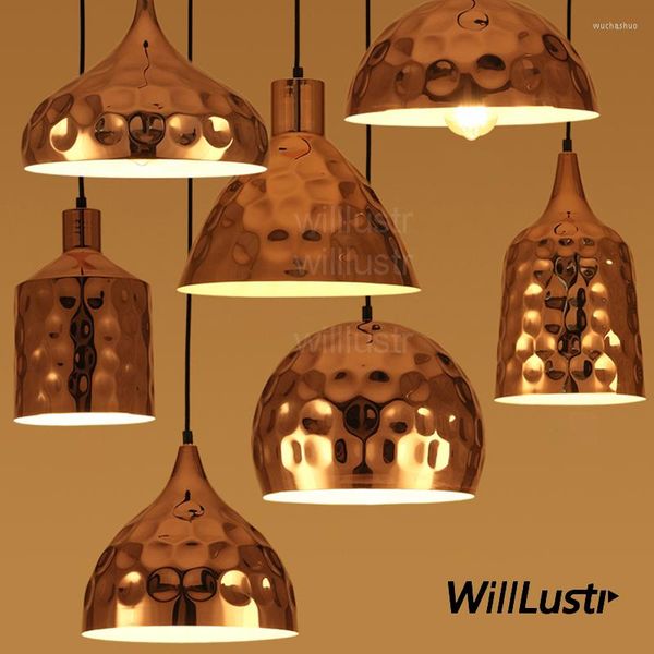 Pendelleuchten Willlustr Kupferfarben plattierte Metalllampe Polka Dots Wave Point Suspension Beleuchtung Esszimmer Halle El Restaurant Licht