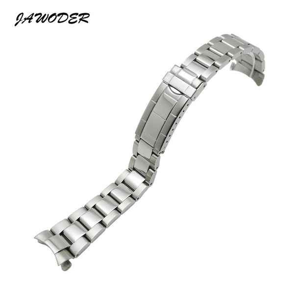 JAWODER cinturino 20mm uomo donna argento puro solido acciaio inossidabile lucidatura spazzolato cinturino cinturino fibbia bracciali 272u