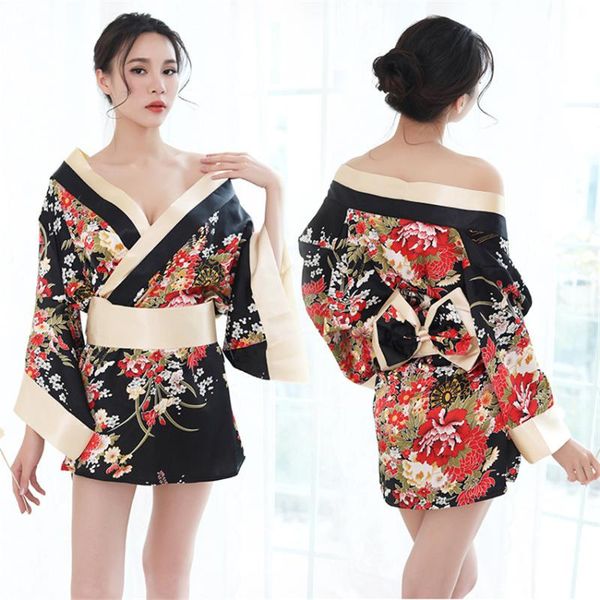 Roupas étnicas quimono mulheres drenam estilo japonês sexy yukata vibra floral estampa flora