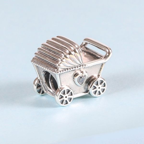 Kinderwagen-Perle aus 100 % 925er-Sterlingsilber, passend für europäische Schmuck-Pandora-Chamilia-Charm-Armbänder