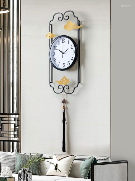 Настенные часы китайский стиль гостиная часы кухня современная Quartz Mute Watch Большой дом абстрактный ретро -украшение
