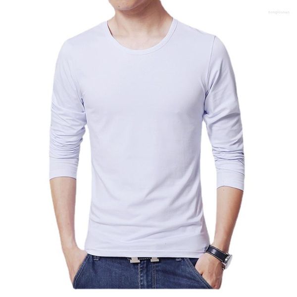 T-shirt da uomo Arrivi Camicia Colori di base T-shirt a maniche lunghe a maniche lunghe T-shirt da uomo in puro colore 3XL Taglia O Collo Abbigliamento uomo