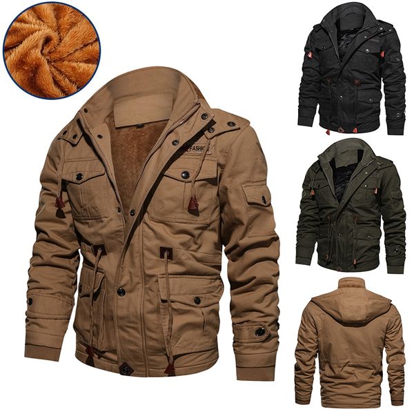 Winter Fleece Jacke Männer Casual Dicke Thermische Mantel Armee Pilot Jacken Air Force Fracht Outwear Mit Kapuze Jacke Herren Kleidung