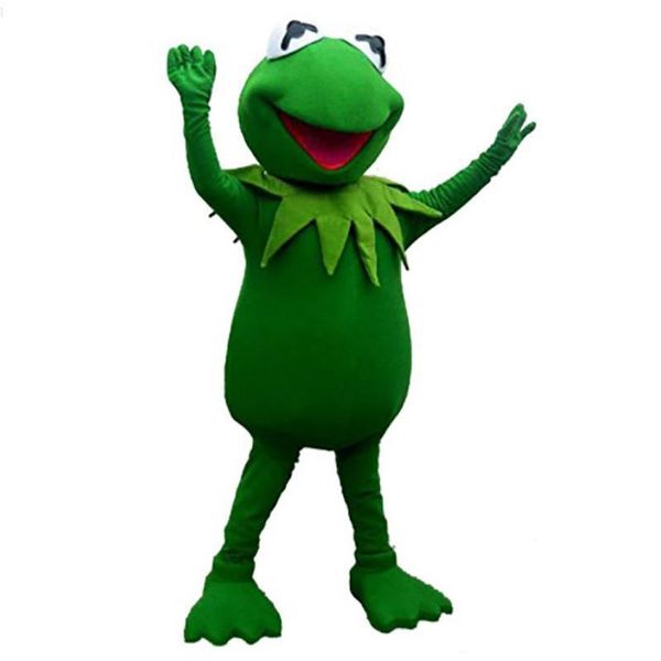 2022 Factory Outlets Kermit Frog Mascot Costume Christmas Halloween Cartoon per abito divertente per la festa di compleanno