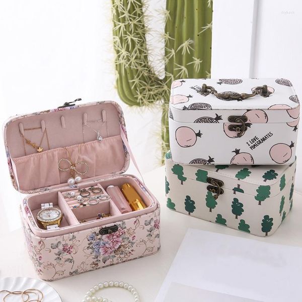 Schmuckbeutel PU Make-up Organizer Damen Reisebox Ohrringe Halskette Ringe Armband Vitrine Beauty Stud Collection Zubehör