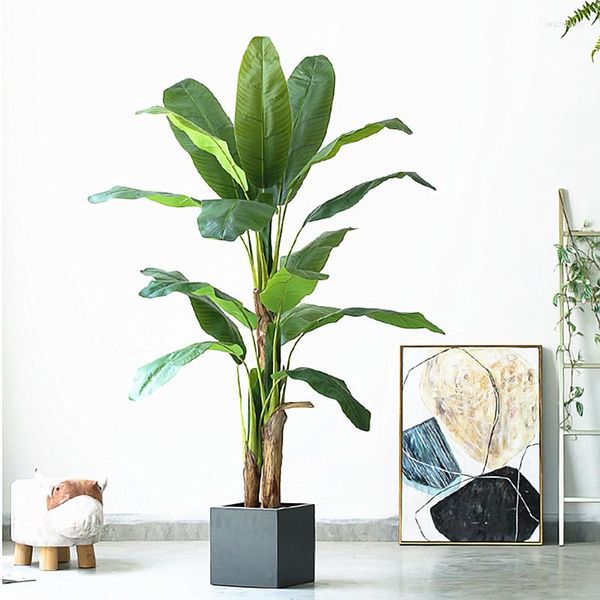 Fiori decorativi Artificiale Grande Banano Simulazione in vaso Grandi Bonsai Piante verdi finte tropicali Paesaggistica El Office Home House