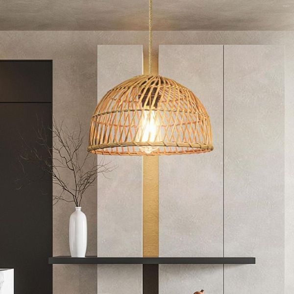 Lampade a sospensione Rattan Wicker Boho Light Minimalista Transitional Led Hanging Per Cucina Isola Sala da pranzo Restauran N2x8