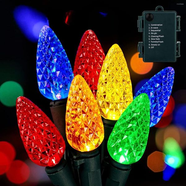 Saiten LED Fairy Christmas String Lights Batteriebetriebenes Erdbeerlicht 8 Modi Girlande für Terrassenhochzeitsfeier Outdoor-Dekor