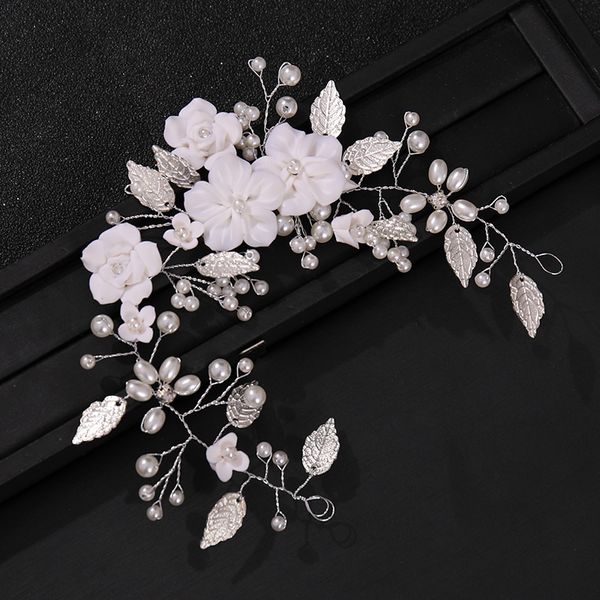 Folha de flor Pérola Pérola Faixa de casamento Acessórios para cabelos de casamento Rainha de noiva Rainha Tiara Tiara Hair Band HairBand Hair Hair Jewelry Gift