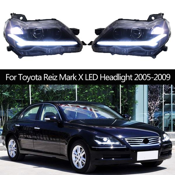 Gruppo fari per auto Segnale di direzione blu DRL Start Up Animazione Luce di marcia diurna per Toyota Reiz Mark X Lampada frontale a LED per fari