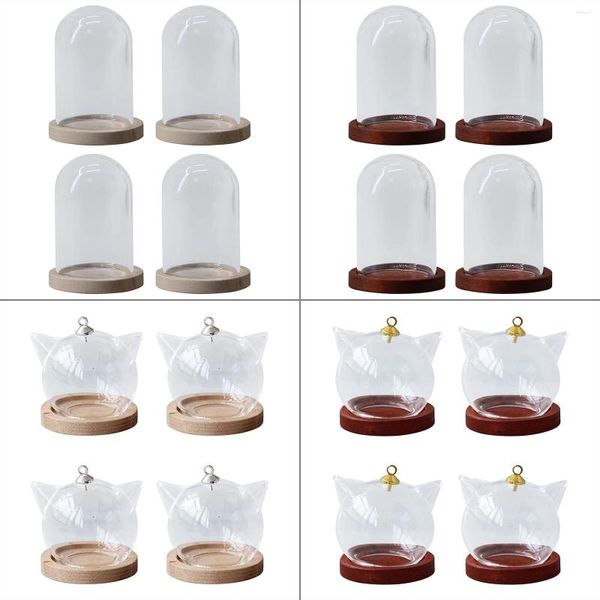 Ювелирные мешочки 4 штуки прозрачная стеклянная купольная ваза с деревянной основой для украшения дома