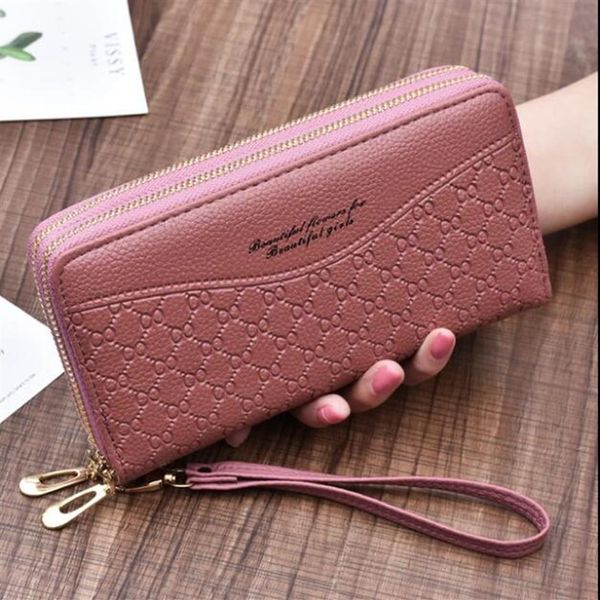 borsa da donna intera Joker moda doppia cerniera pochette da donna doppia pelle di litchi grandi portafogli da donna elegante atmosfera le338J