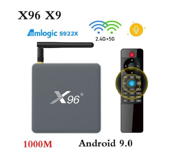 X96 X9 Android 9.0 TV Box Amlogic S922X 1000M 2.4G 5G Wifi 8K DDR4 4GB 32GB Set Top Box HDR10 BT4.X Media Player
