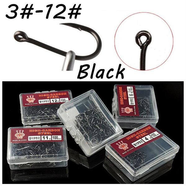 1000 Stück 10 Box 10 Größen 3#-12# Schwarzer Ise-Haken High Carbon Steel Widerhaken Angelhaken Angelhaken Pesca Tackle BL 51267F