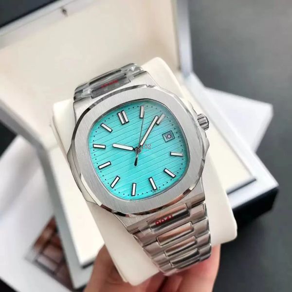 2022 nuova moda Nautilus orologio automatico di lusso da uomo serie 5711 quadrante azzurro cinturino in acciaio inossidabile argento