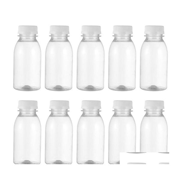 Garrafas de ￡gua 10pcs 350ml 200ml Transparente Bebenses de armazenamento de leite pl￡stico bebendo garrafa de suco transparente para entrega de gota ao ar livre em casa Otdqf