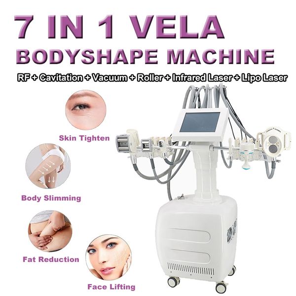 7 В 1 Vela Roller Cavitation Machine RF кожа омоложения жировой растворитель жир сжигающий вакуум Lipo Laser Beauty Salon Используйте оборудование