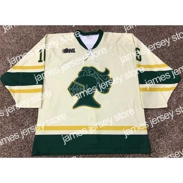 Хоккей в колледже носит NIK1 Редкий винтаж Max Domi London Knights Hockey Jersey Emelcodery сшит настройка любого номера и названия майки